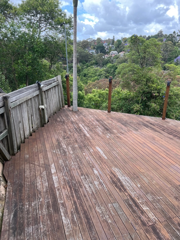 Deck staining project before
